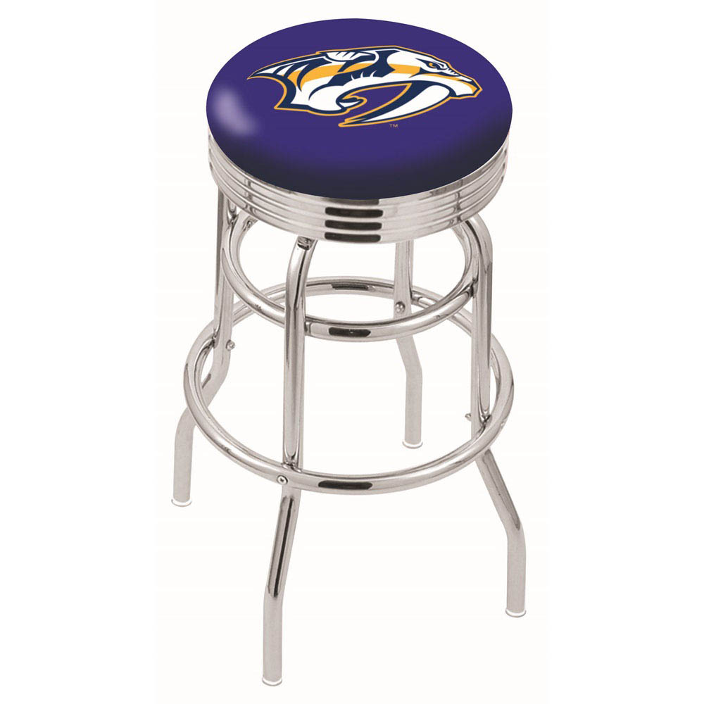 L7C3 - inch Chrome 2-Ring Nashville Predators Swivel Bar Stool