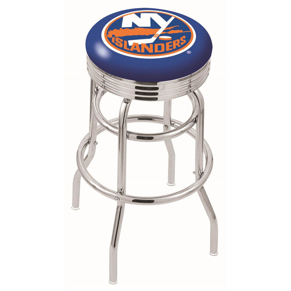 L7C3 - inch Chrome 2-Ring New York Islanders Swivel Bar Stool