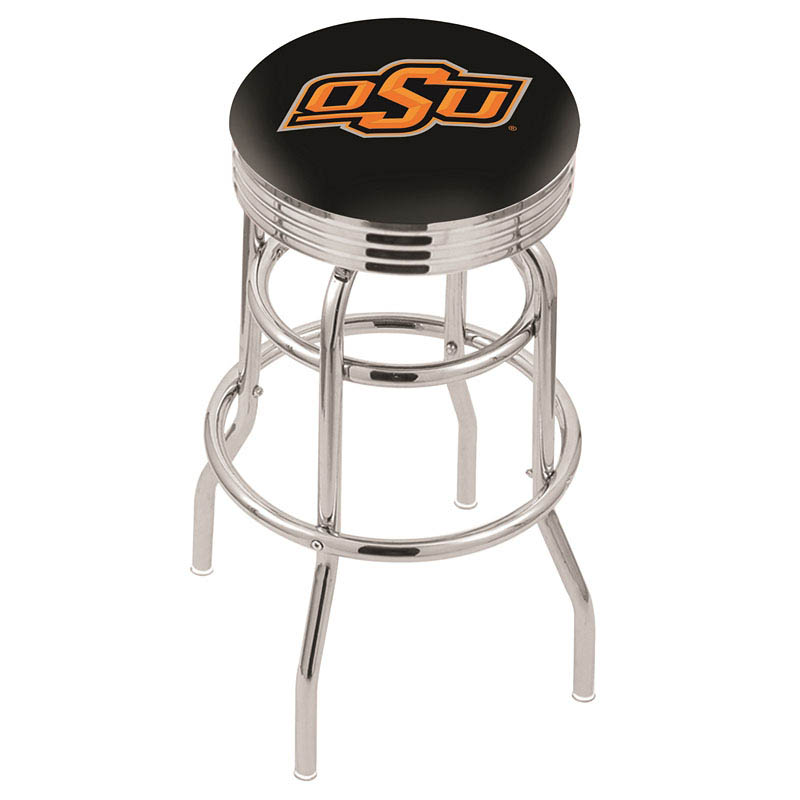 L7C3 - inch Chrome 2-Ring Oklahoma State Swivel Bar Stool