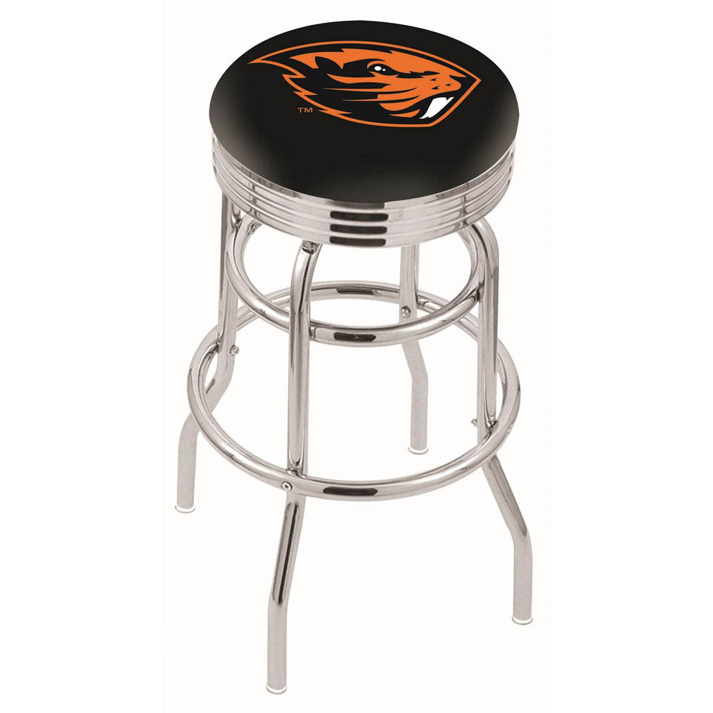 L7C3 - inch Chrome 2-Ring Oregon State Swivel Bar Stool