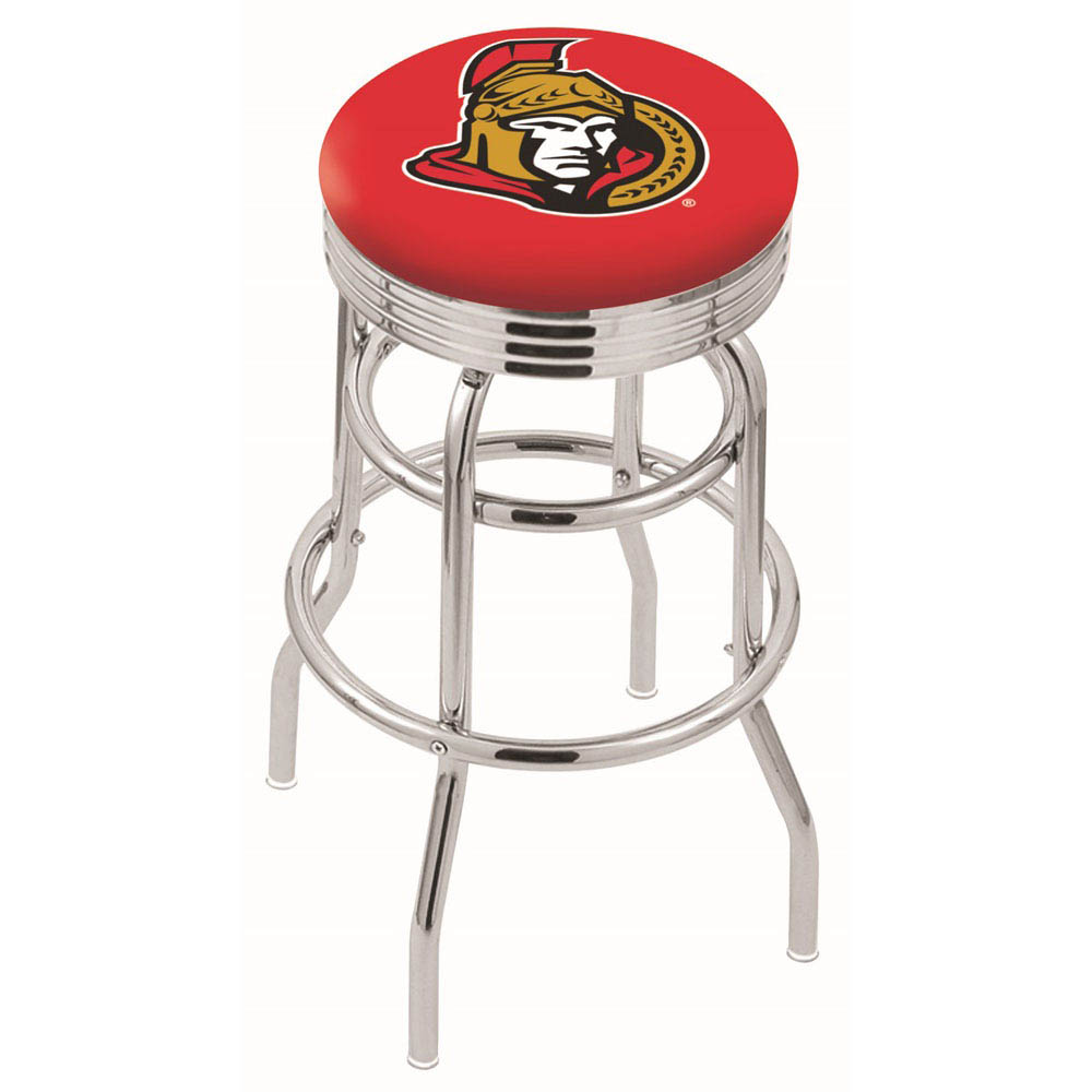 L7C3 - inch Chrome 2-Ring Ottawa Senators Swivel Bar Stool