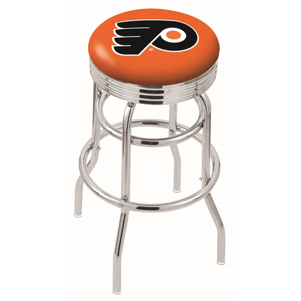 L7C3 - inch Chrome 2-Ring (Orange) Philadelphia Flyers Swivel Bar Stool