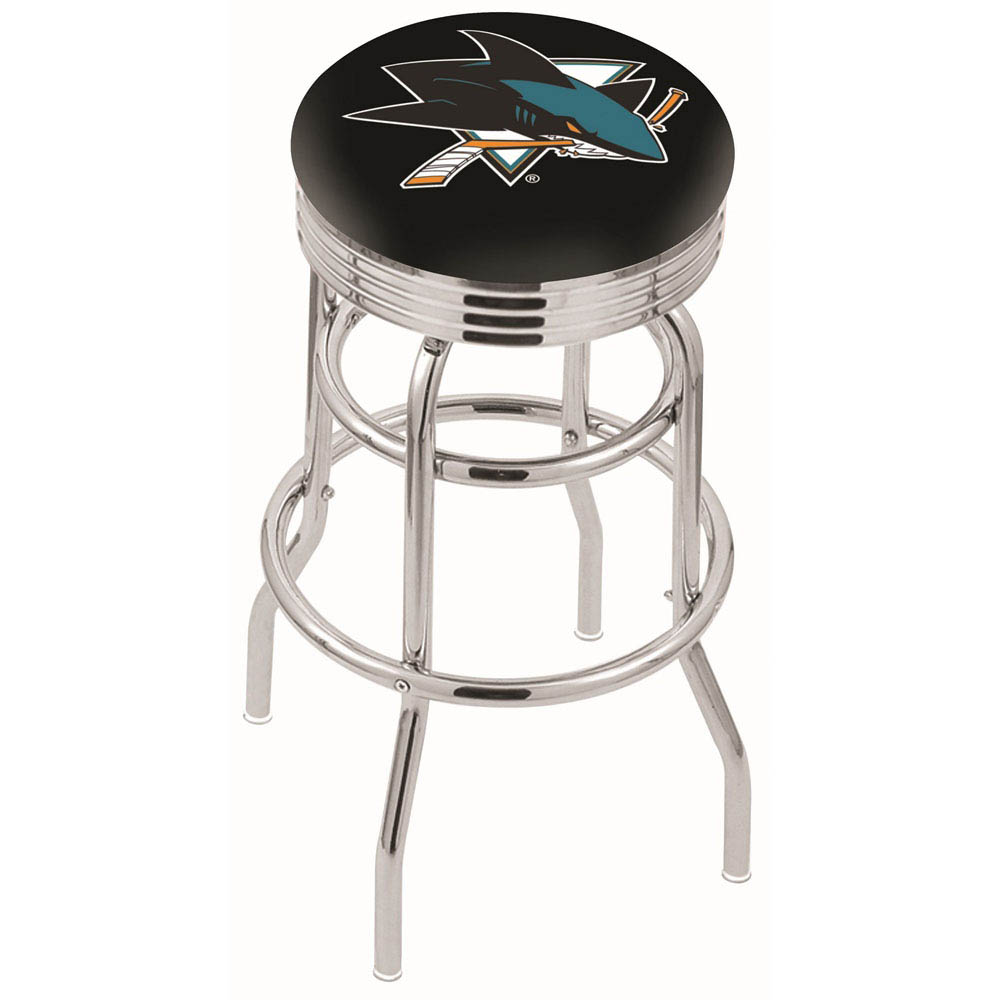 L7C3 - inch Chrome 2-Ring San Jose Sharks Swivel Bar Stool