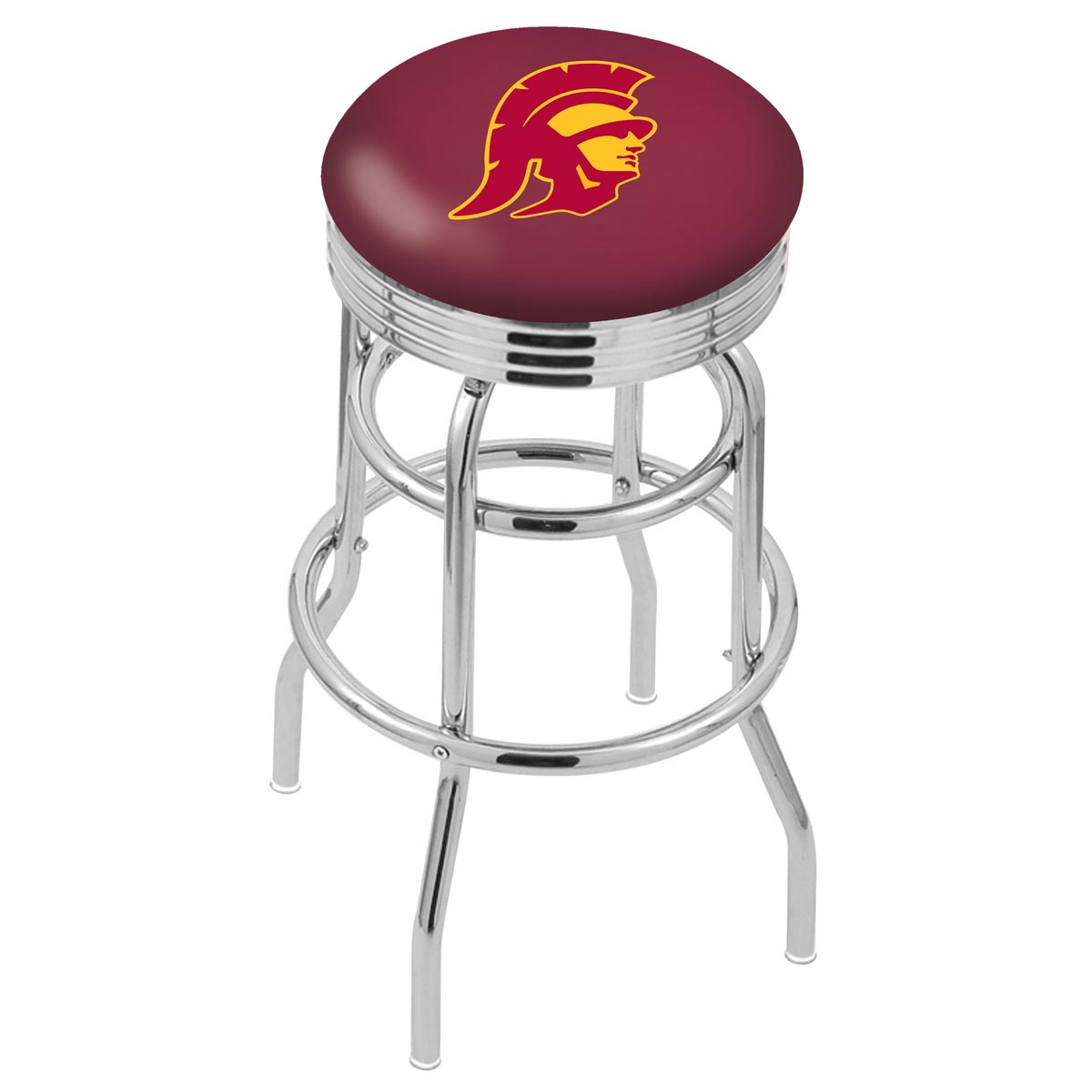 L7C3 - inch Chrome 2-Ring USC Trojans Swivel Bar Stool