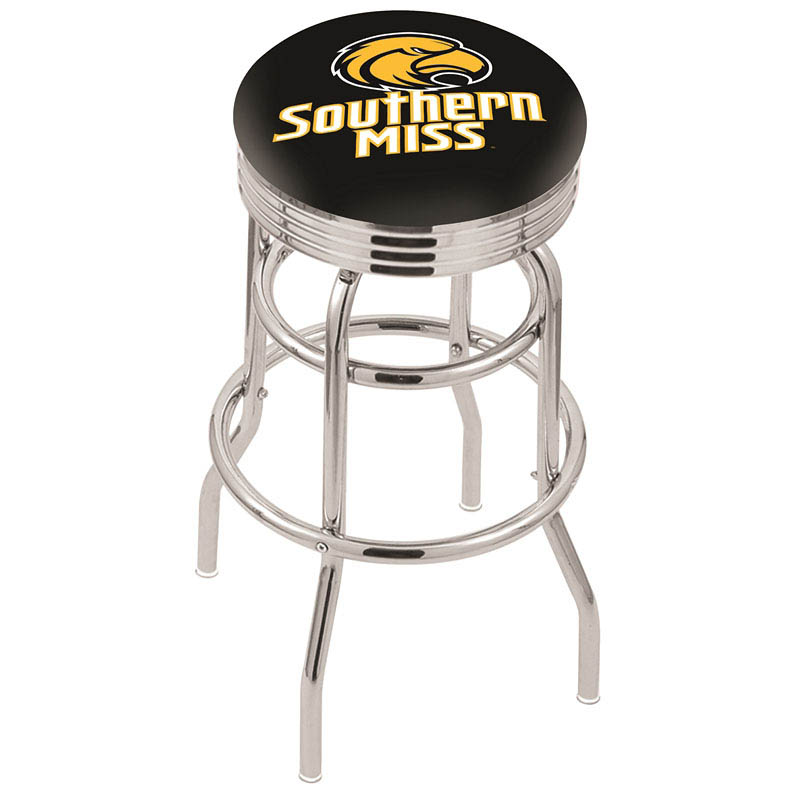 L7C3 - inch Chrome 2-Ring Southern Miss Swivel Bar Stool