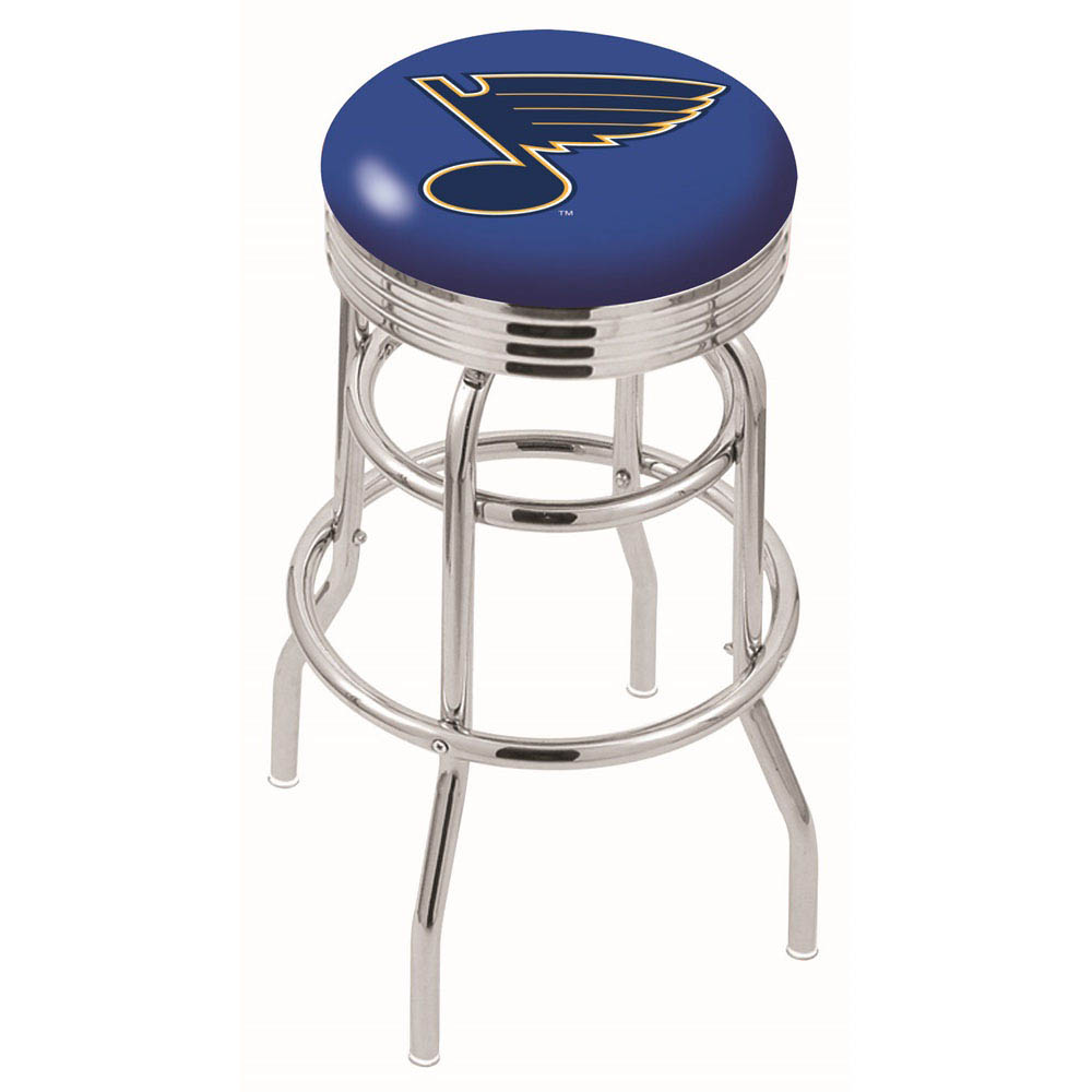 L7C3 - inch Chrome 2-Ring St Louis Blues Swivel Bar Stool