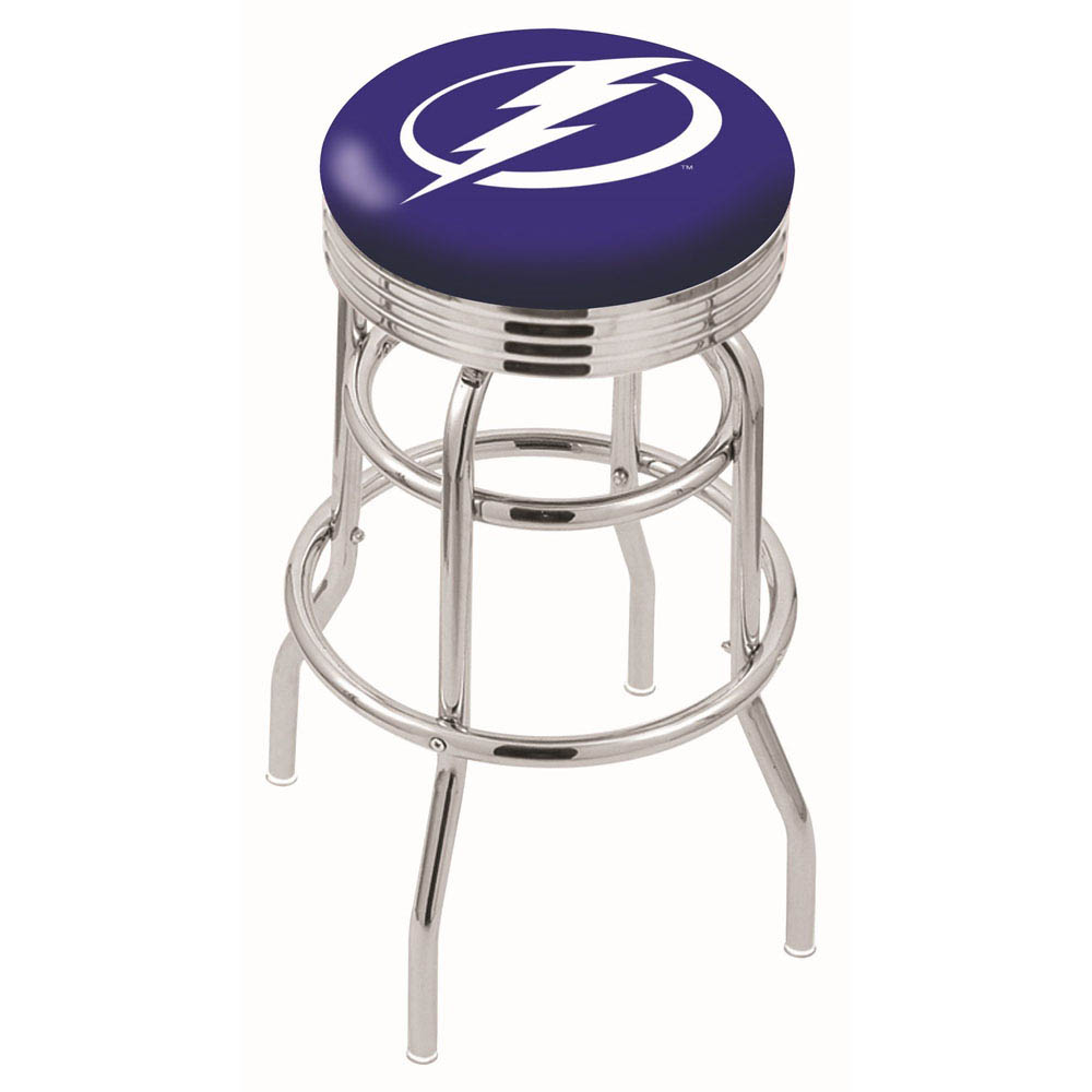 L7C3 - inch Chrome 2-Ring Tampa Bay Lightning Swivel Bar Stool