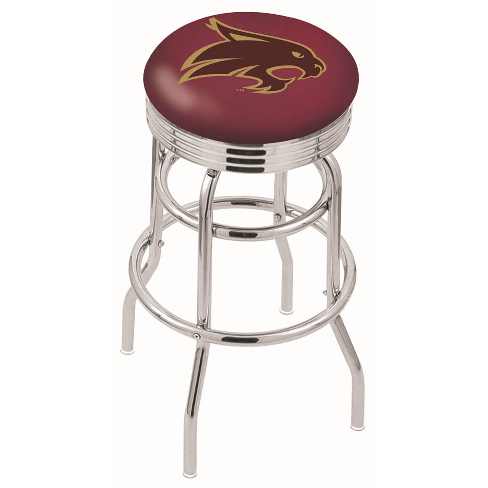 L7C3 - inch Chrome 2-Ring Texas State Swivel Bar Stool