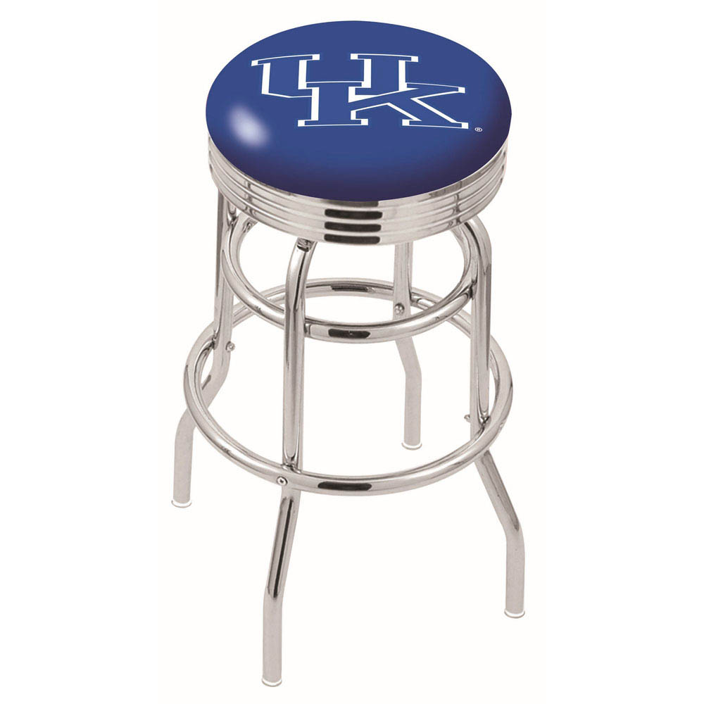 L7C3 - inch Chrome 2-Ring Kentucky UK Swivel Bar Stool
