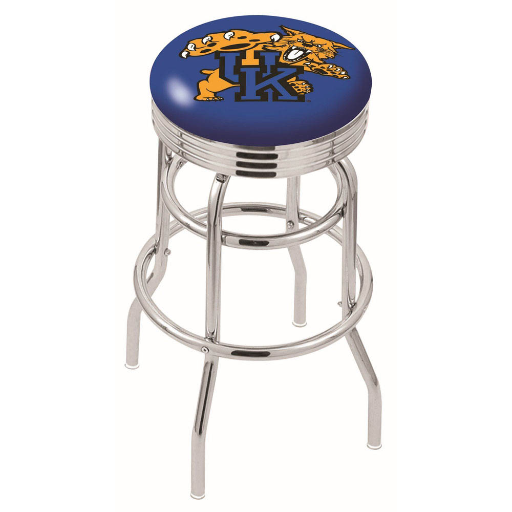 L7C3 - inch Chrome 2-Ring Kentucky Wildcat Swivel Bar Stool