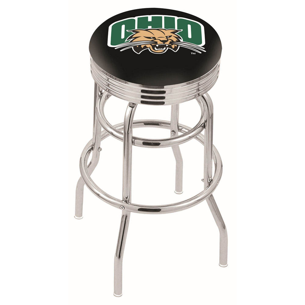 L7C3 - inch Chrome 2-Ring Ohio University Swivel Bar Stool