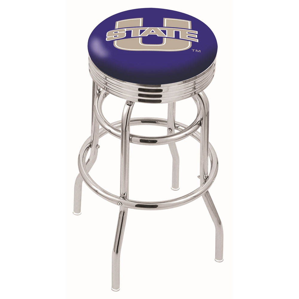 L7C3 - inch Chrome 2-Ring Utah State Swivel Bar Stool