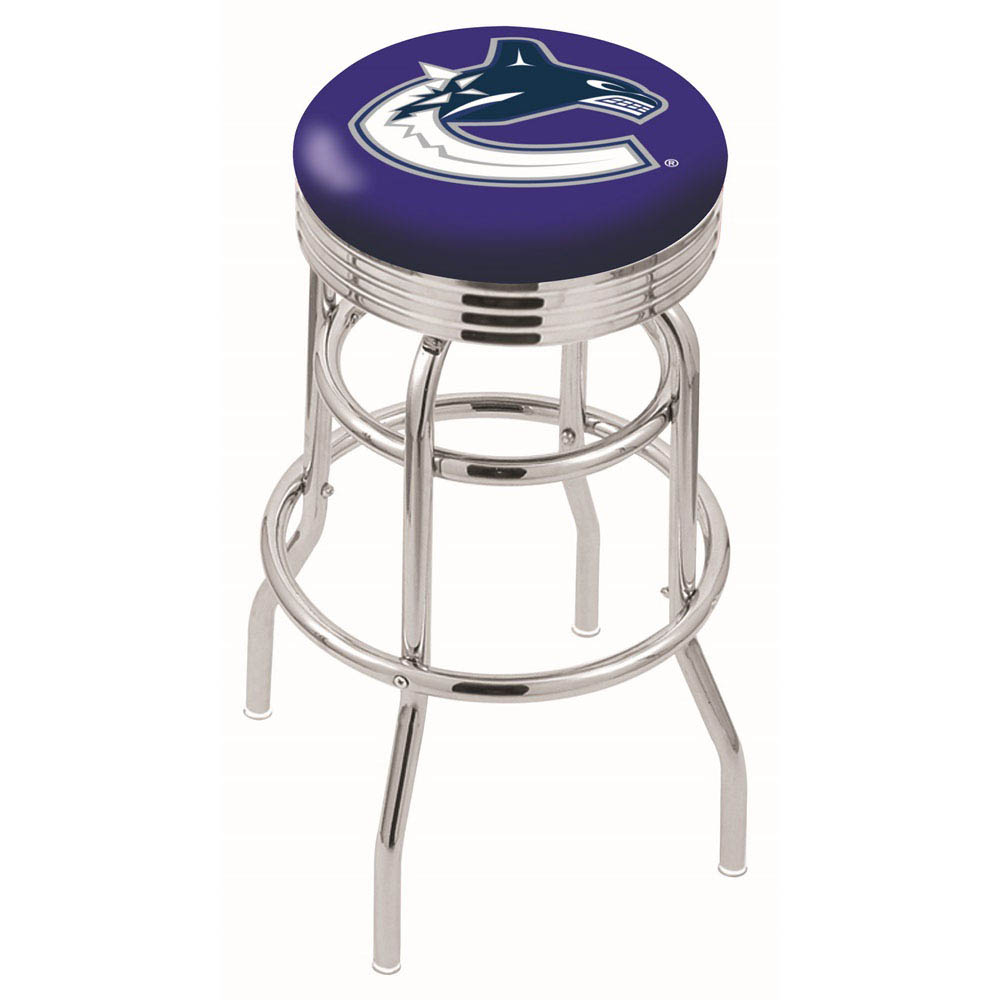 L7C3 - inch Chrome 2-Ring Vancouver Canucks Swivel Bar Stool