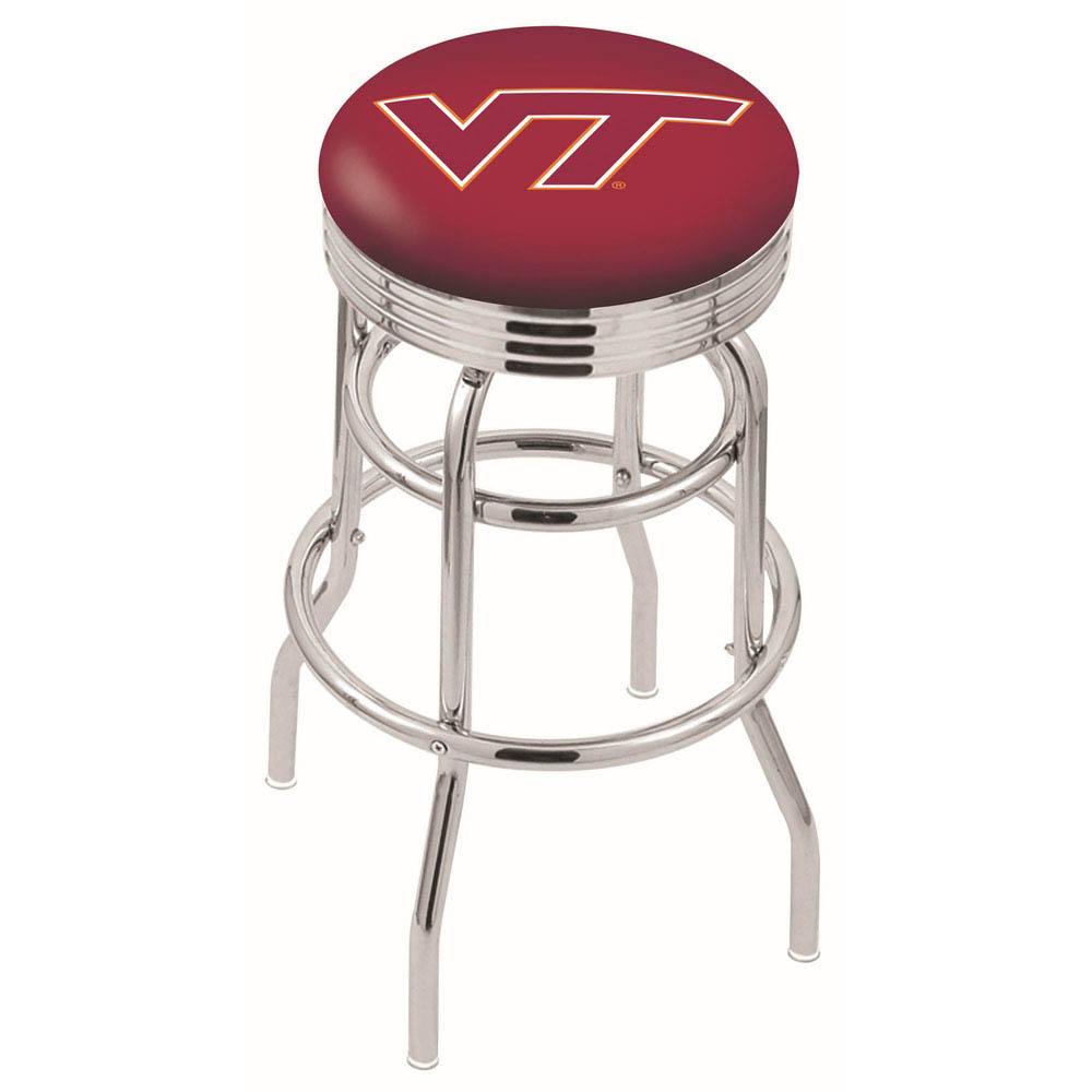 L7C3 - inch Chrome 2-Ring Virginia Tech Swivel Bar Stool
