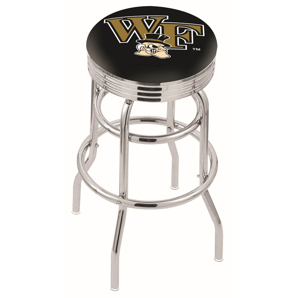 L7C3 - inch Chrome 2-Ring Wake Forest Swivel Bar Stool