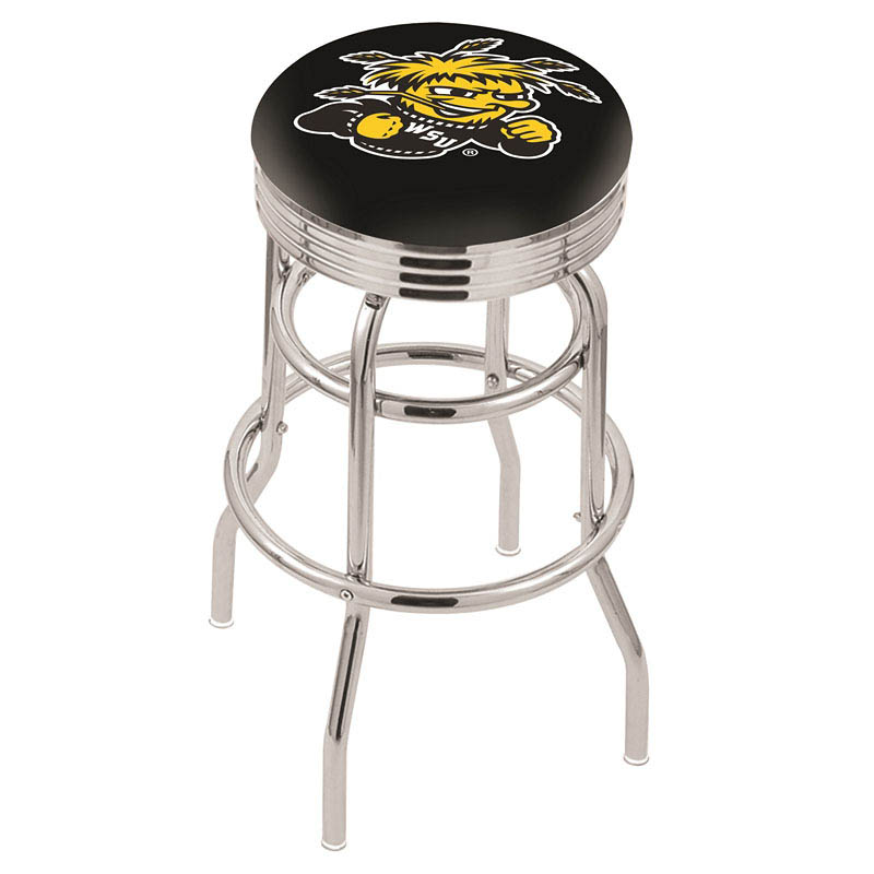 L7C3 - inch Chrome 2-Ring Wichita State Swivel Bar Stool