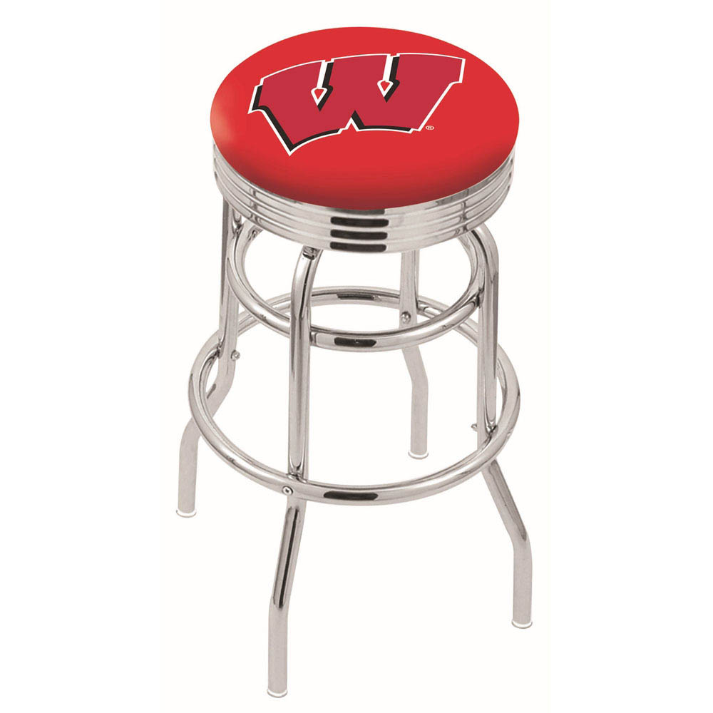 L7C3 - inch Chrome 2-Ring Wisconsin (W) Swivel Bar Stool