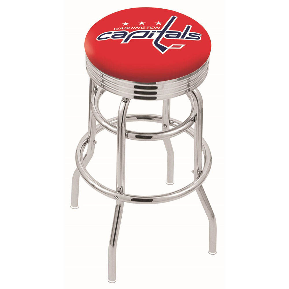 L7C3 - inch Chrome 2-Ring Washington Capitals Swivel Bar Stool