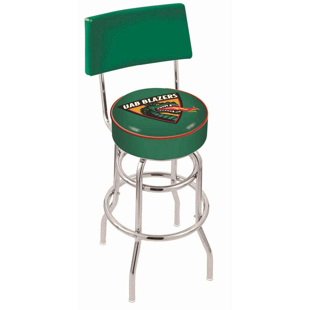 inch Chrome 2-Ring UAB Swivel Bar Stool w/ Back