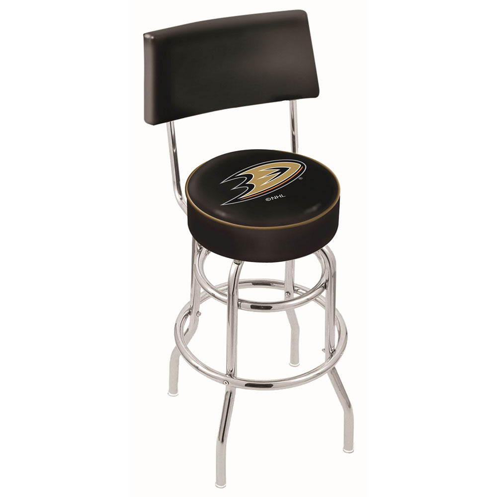 inch Chrome 2-Ring Anaheim Ducks Swivel Bar Stool w/ Back