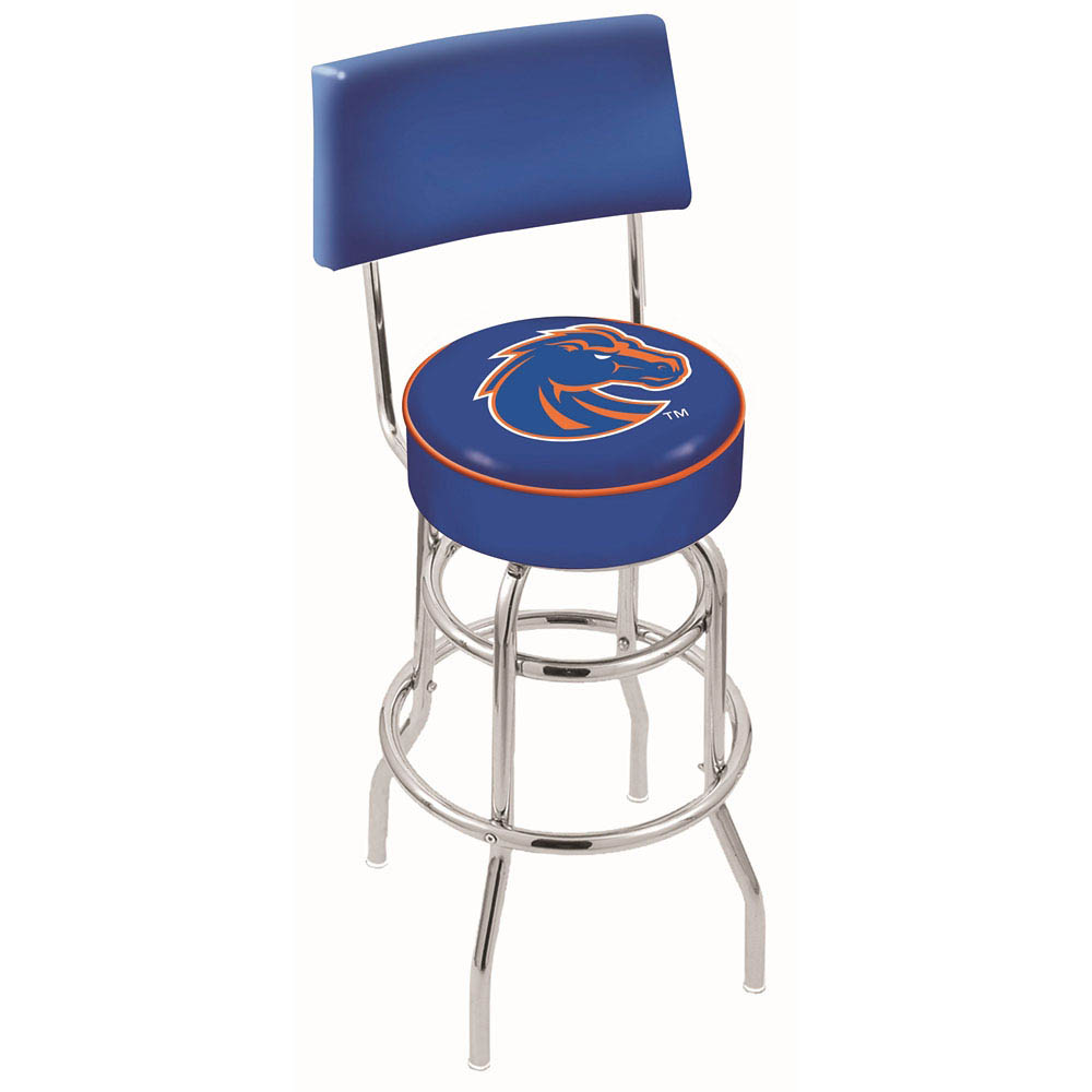 inch Chrome 2-Ring Boise State Swivel Bar Stool w/ Back