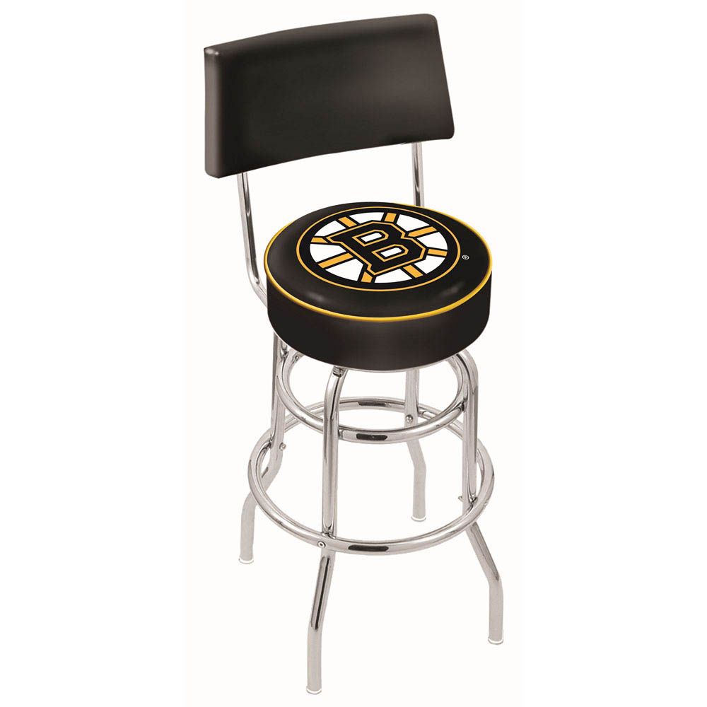 inch Chrome 2-Ring Boston Bruins Swivel Bar Stool w/ Back