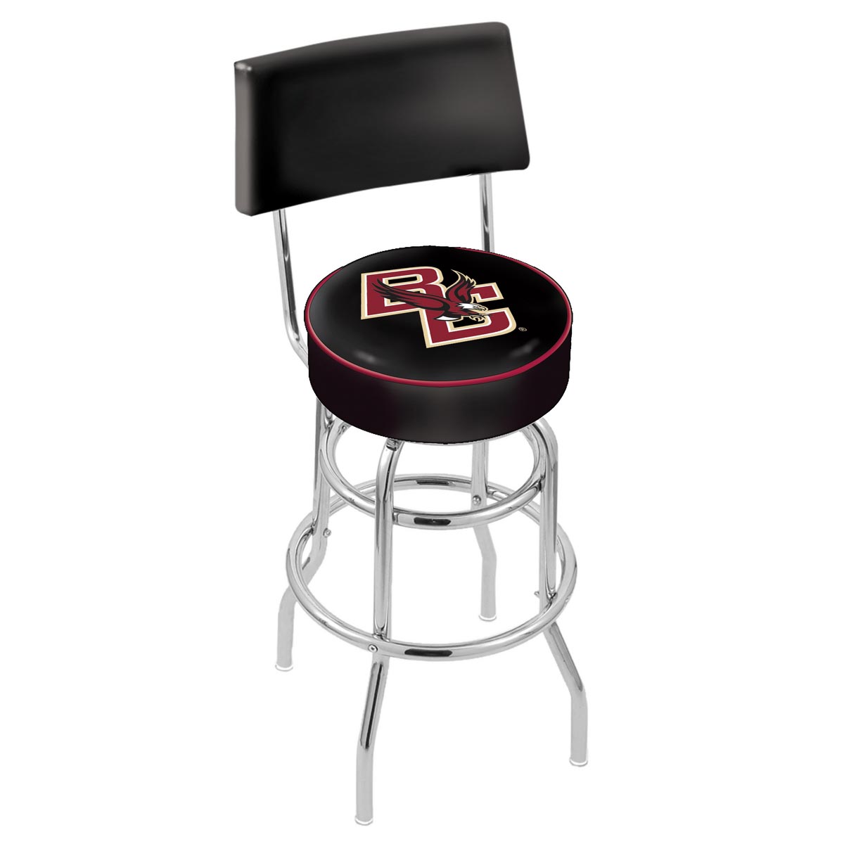 inch Chrome 2-Ring Boston College Swivel Bar Stool w/ Back
