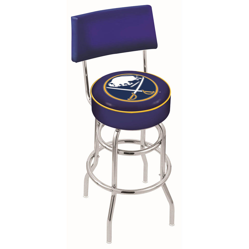 inch Chrome 2-Ring Buffalo Sabres Swivel Bar Stool w/ Back