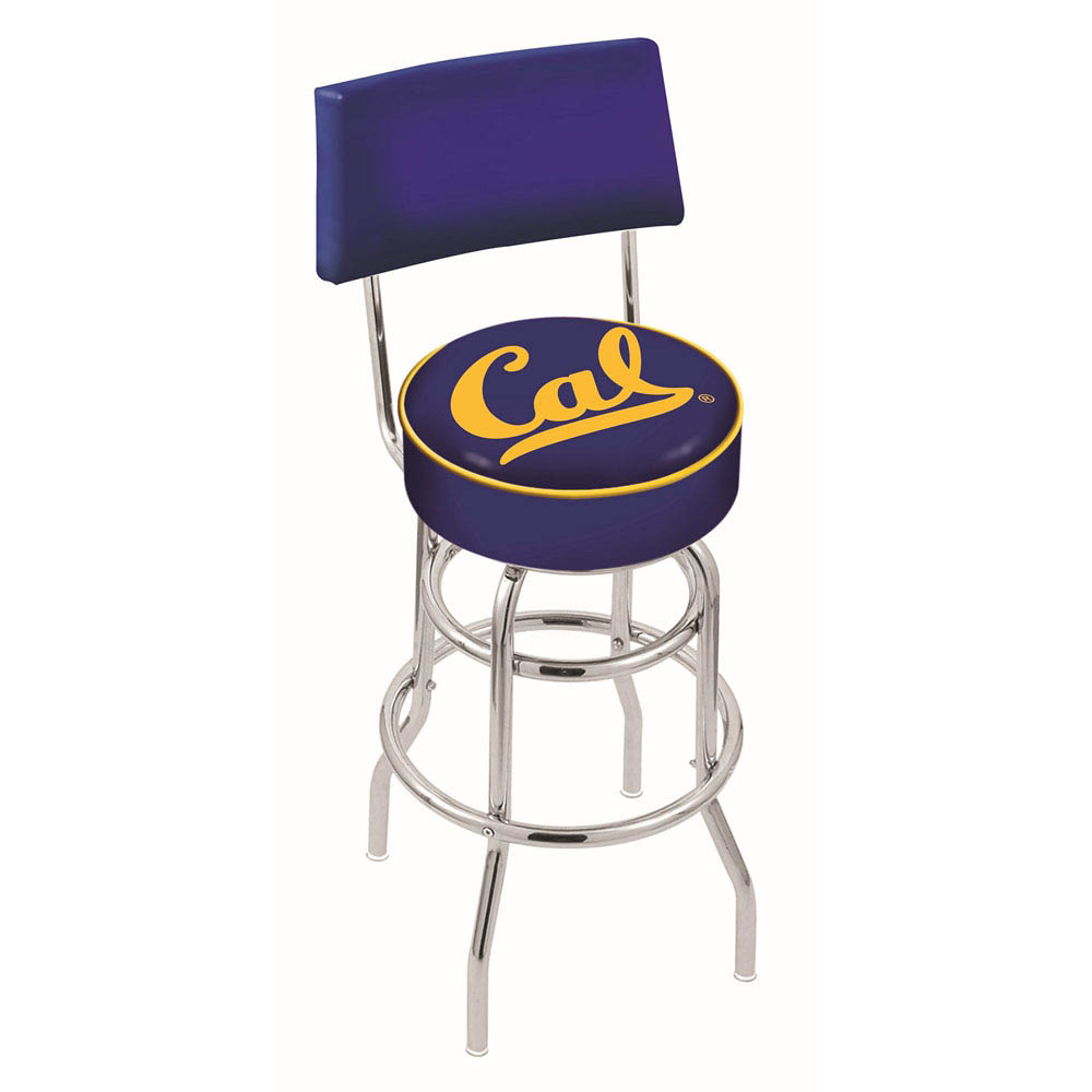inch Chrome 2-Ring Cal Swivel Bar Stool w/ Back
