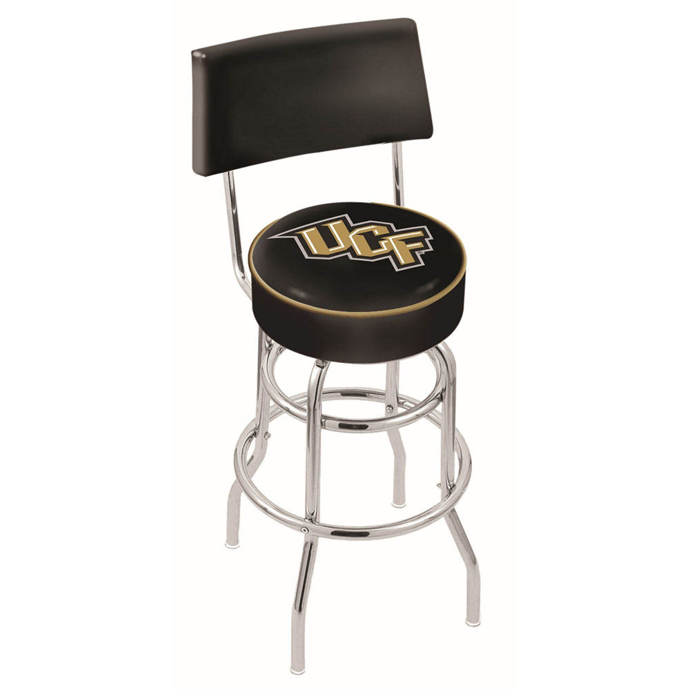 inch Chrome 2-Ring Central Florida Swivel Bar Stool w/ Back