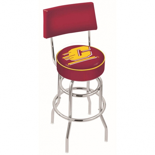 30 inch Chrome 2-Ring Central Michigan Swivel Counter Stool w/ Back