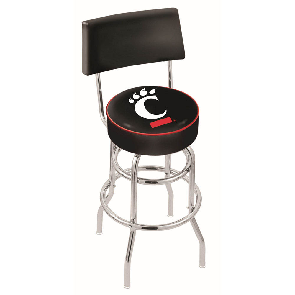 inch Chrome 2-Ring Cincinnati Swivel Bar Stool w/ Back
