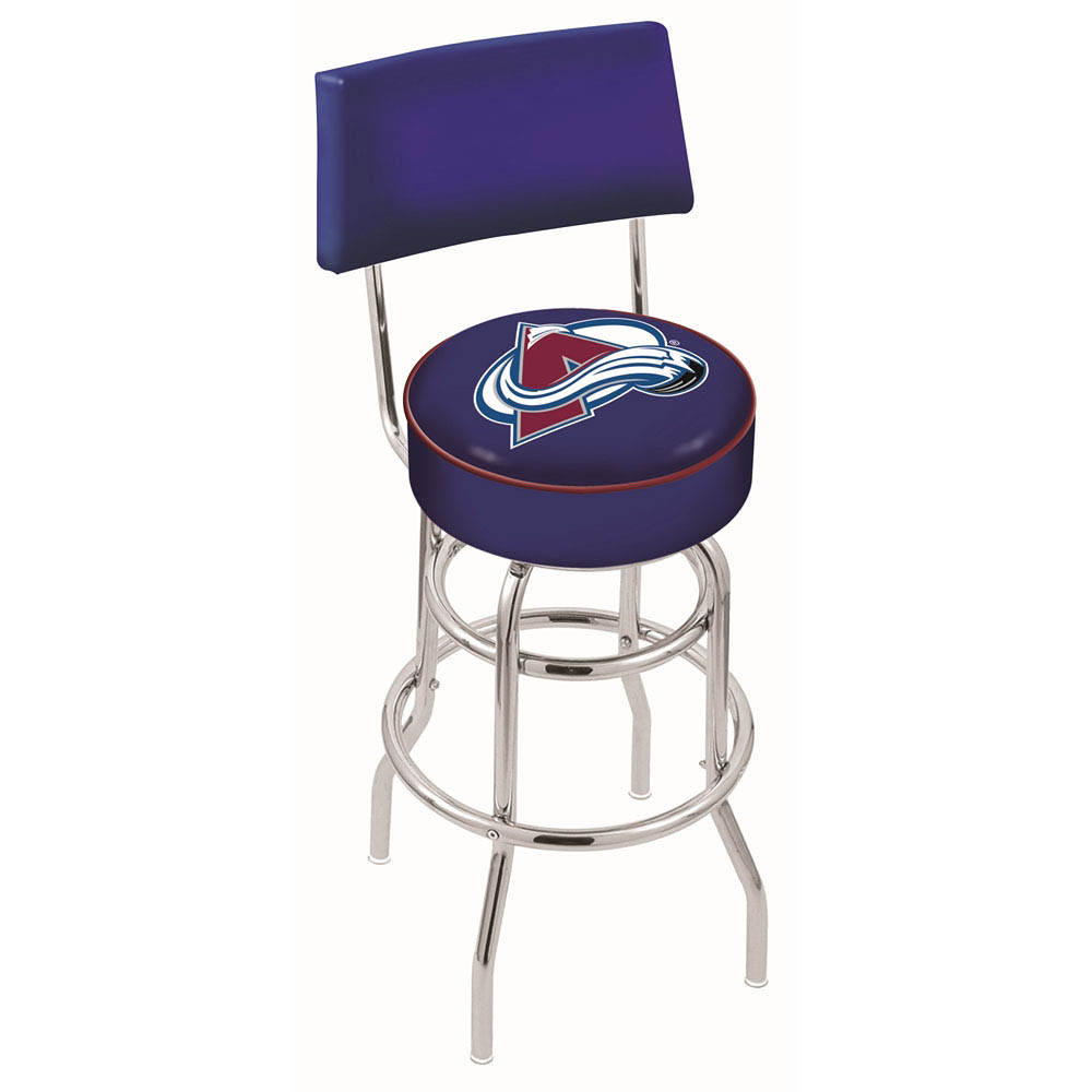 inch Chrome 2-Ring Colorado Avalanche Swivel Bar Stool w/ Back