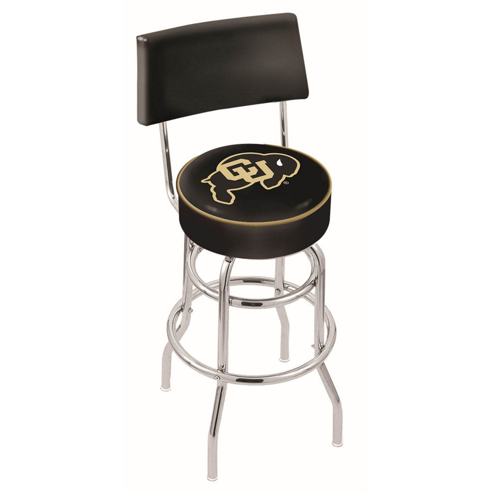 inch Chrome 2-Ring Colorado Swivel Bar Stool w/ Back