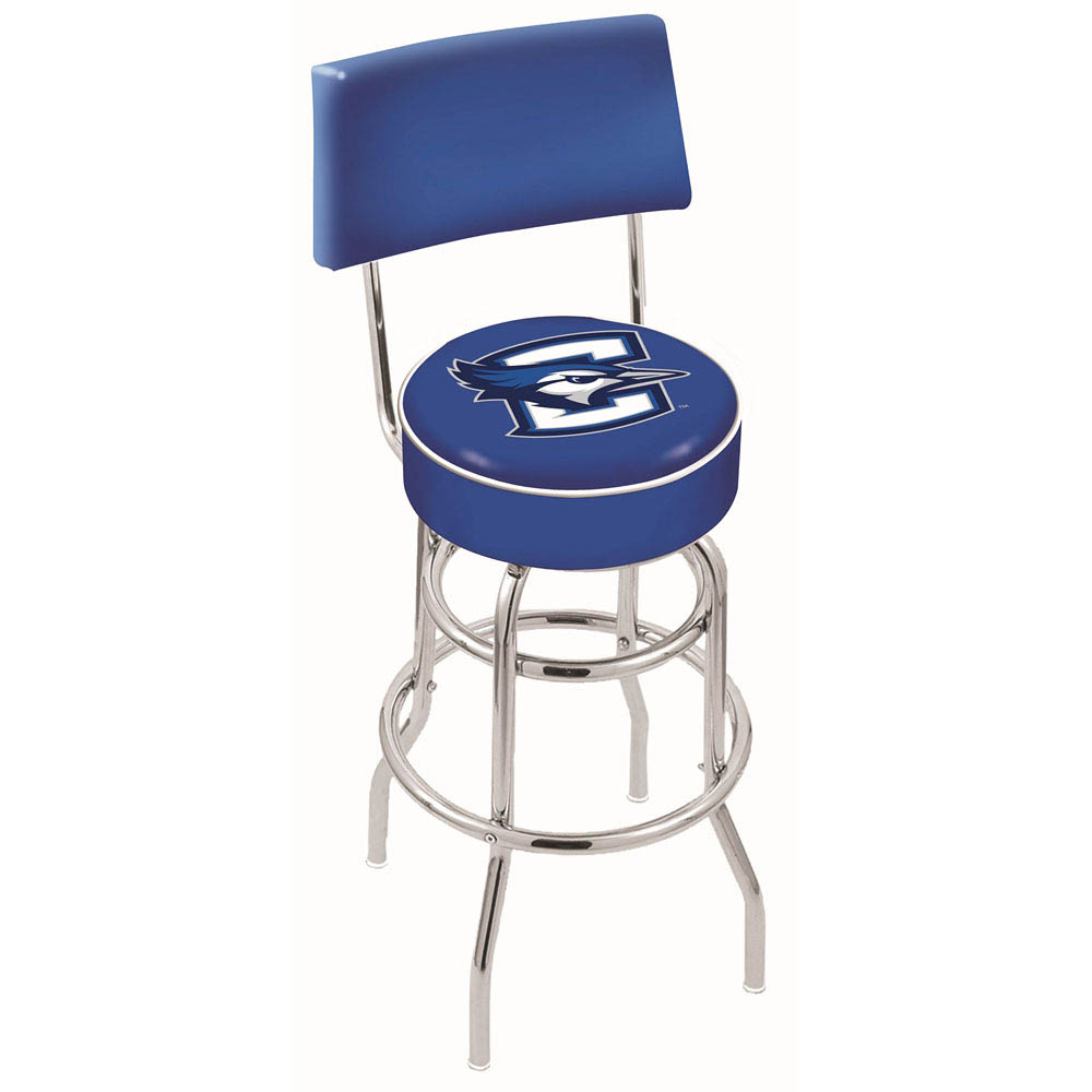 inch Chrome 2-Ring Creighton Swivel Bar Stool w/ Back