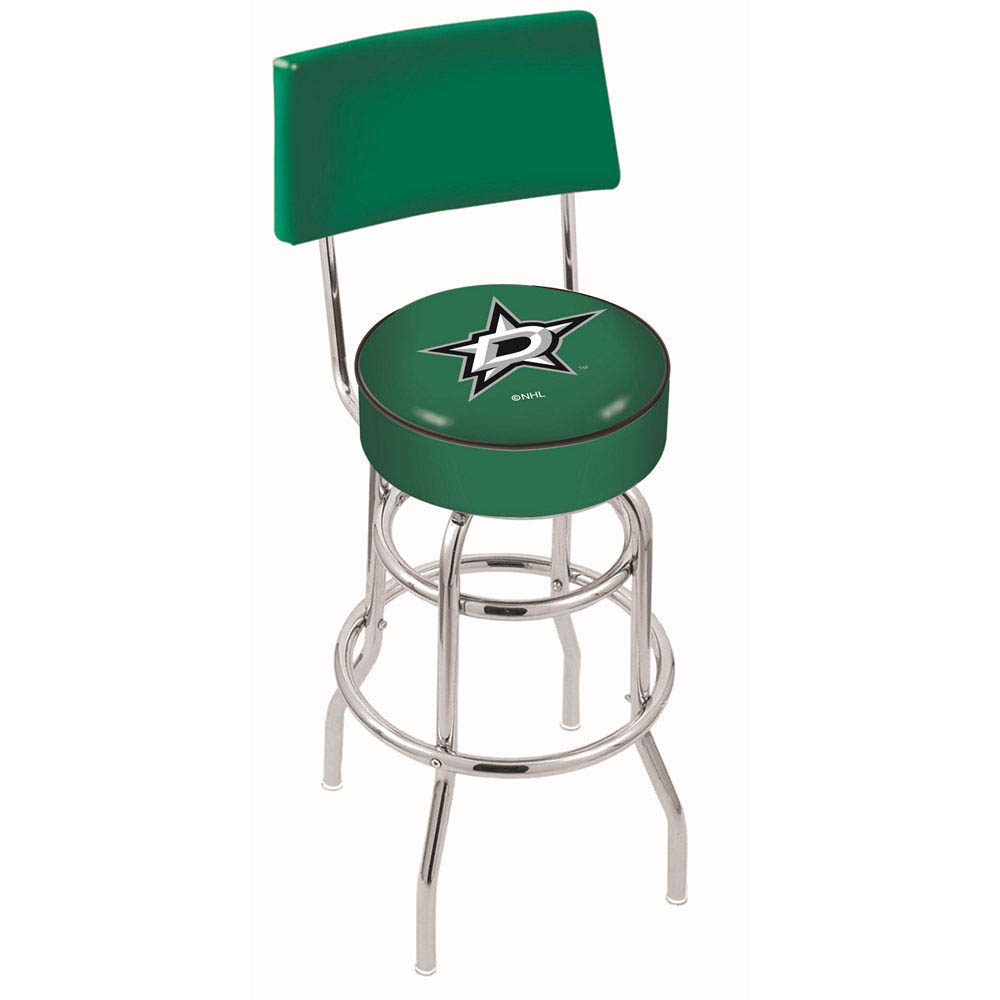 inch Chrome 2-Ring Dallas Stars Swivel Bar Stool w/ Back