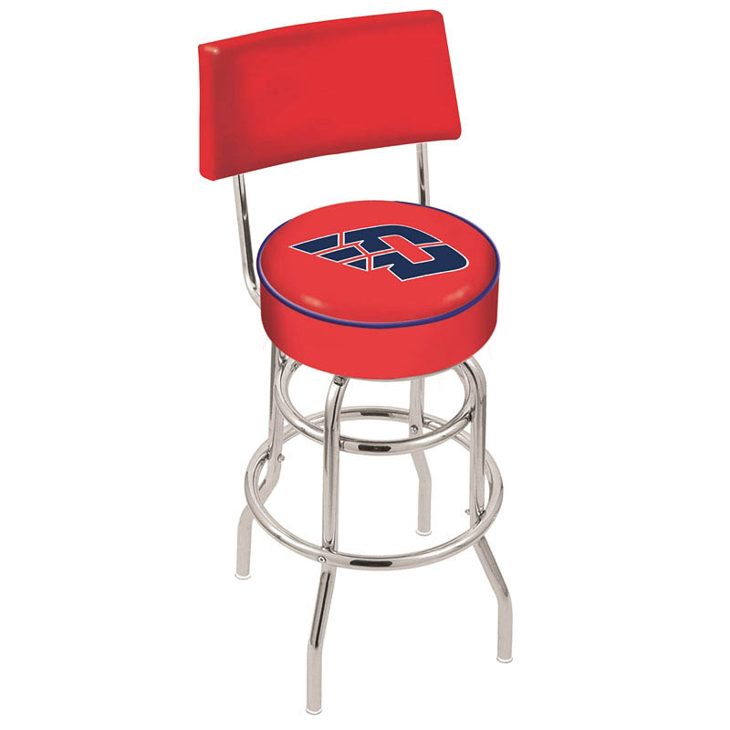 inch Chrome 2-Ring University of Dayton Swivel Bar Stool w/ Back