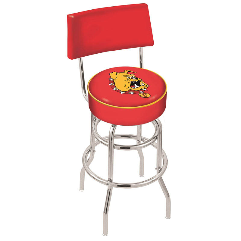 inch Chrome 2-Ring Ferris State Swivel Bar Stool w/ Back