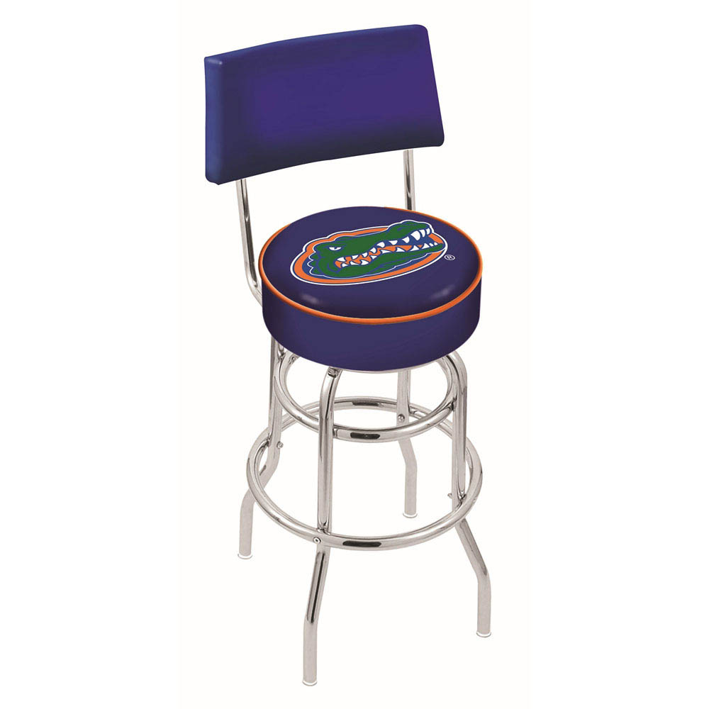 inch Chrome 2-Ring Florida Swivel Bar Stool w/ Back