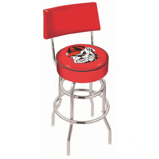 25 inch Chrome 2-Ring Georgia Bulldog Swivel Bar Stool w/ Back