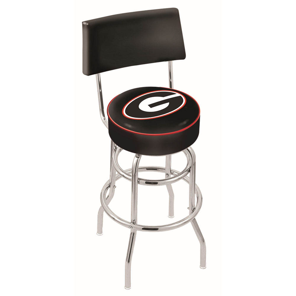 inch Chrome 2-Ring Georgia (G) Swivel Bar Stool w/ Back