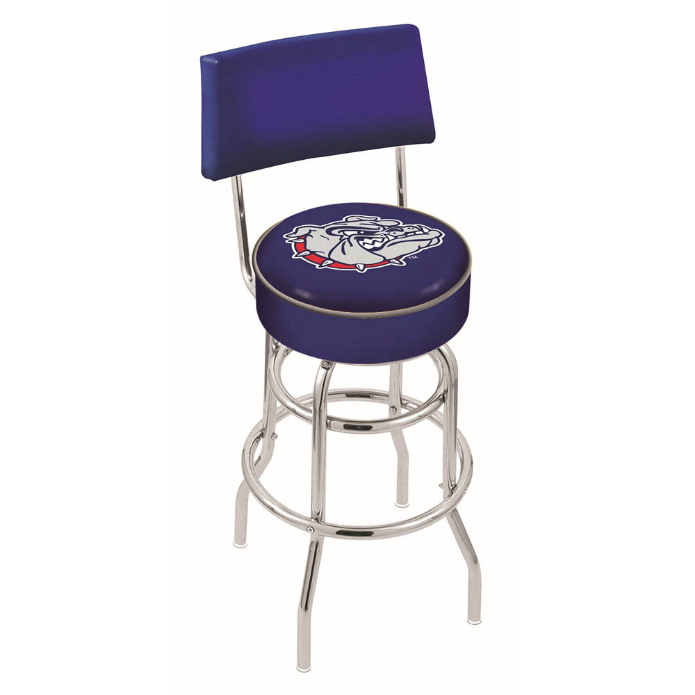 inch Chrome 2-Ring Gonzaga Swivel Bar Stool w/ Back