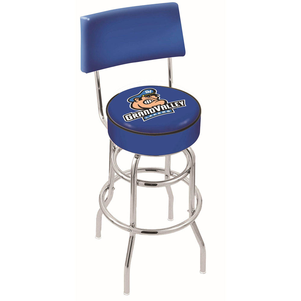 inch Chrome 2-Ring Grand Valley State Swivel Bar Stool w/ Back