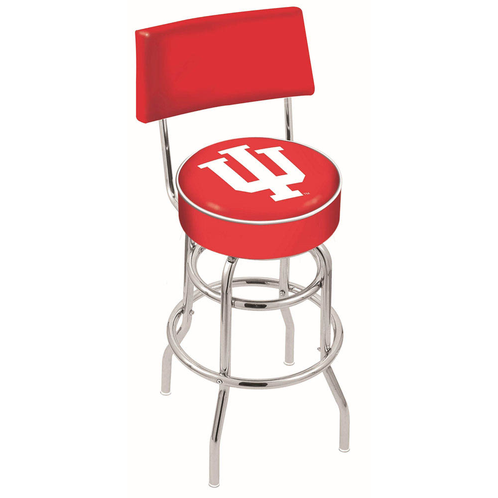 inch Chrome 2-Ring Indiana Swivel Bar Stool w/ Back