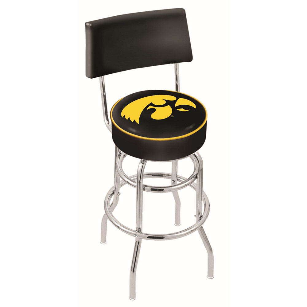 inch Chrome 2-Ring Iowa Swivel Bar Stool w/ Back