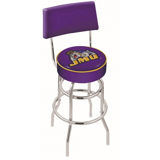 30 inch Chrome 2-Ring James Madison Swivel Counter Stool w/ Back