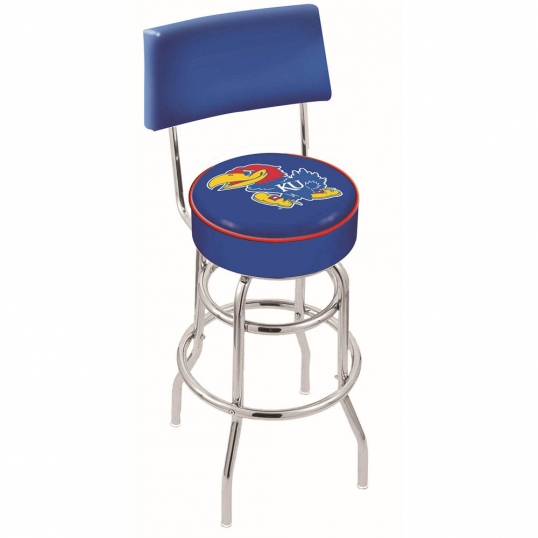 30 inch Chrome 2-Ring Kansas Swivel Counter Stool w/ Back