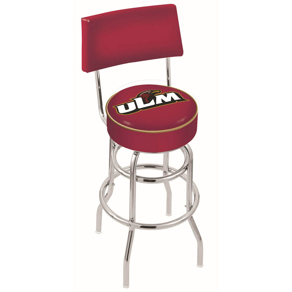 inch Chrome 2-Ring Louisiana-Monroe Swivel Bar Stool w/ Back