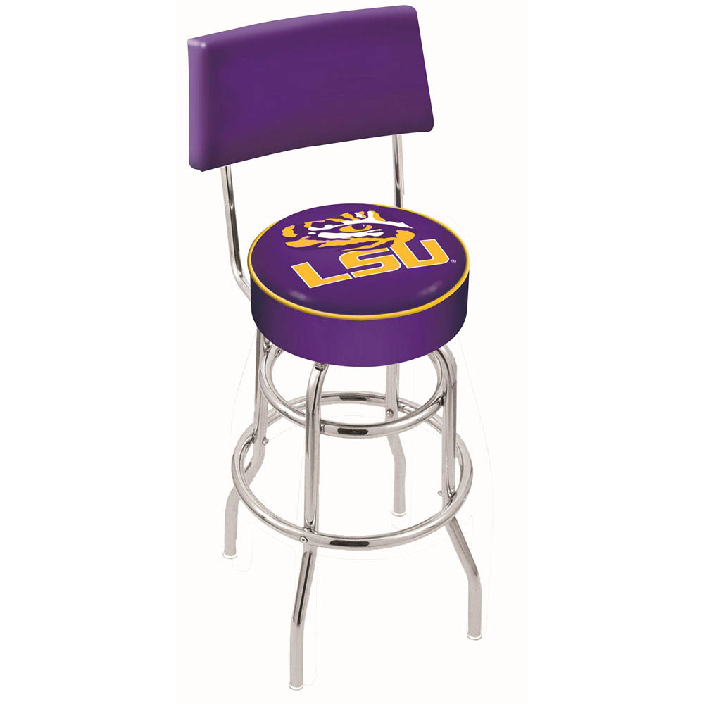 inch Chrome 2-Ring Louisiana State Swivel Bar Stool w/ Back