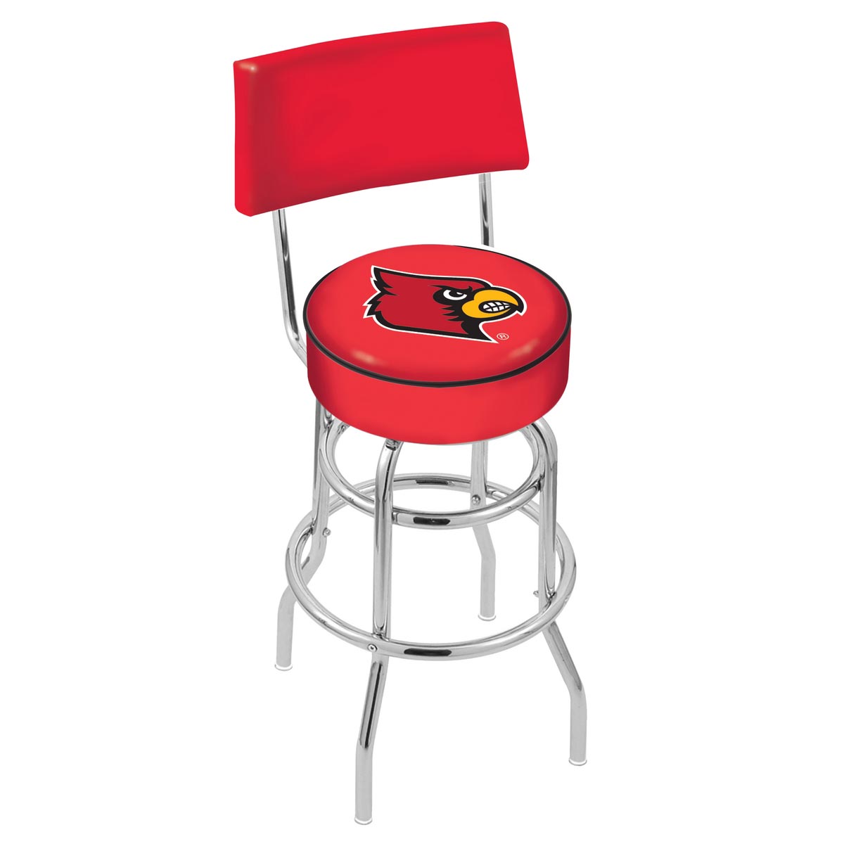 inch Chrome 2-Ring Louisville Swivel Bar Stool w/ Back